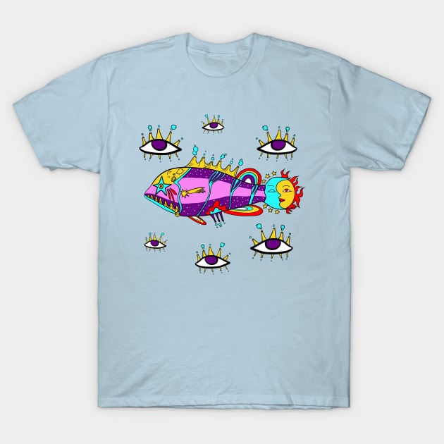 Cosmic Fish with eyes T-Shirt by VenyGret